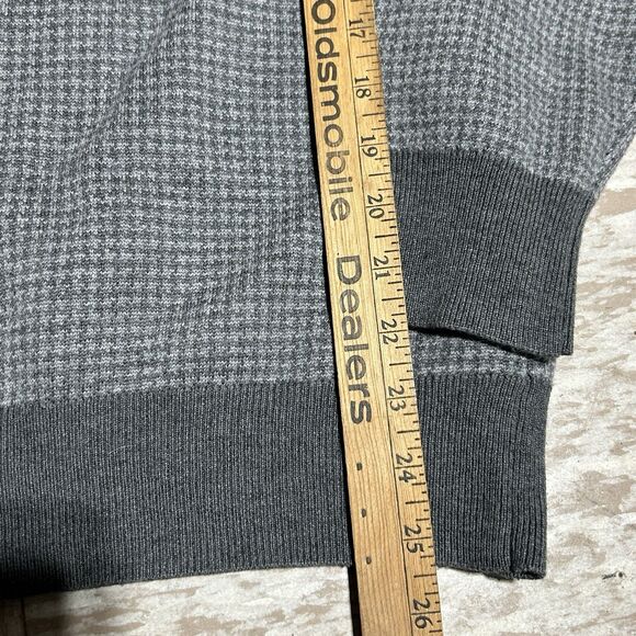 Men's Gray Houndstooth 1/4 Zip Sweater XL Merino Wool Blend Linea Rossa - Picture 3 of 5